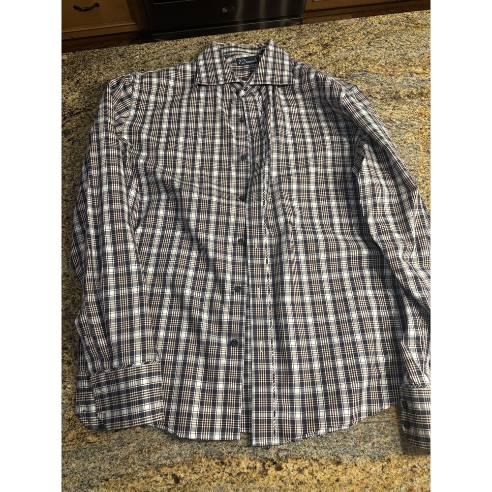 7 Diamonds Mens Plaid Button Down Long Sleeve Shirt Casual Size XL